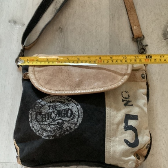 Myra Bag Brown black Chicago distressed Crossbody/Shoulder Bag Genuine Leather - Picture 4 of 16